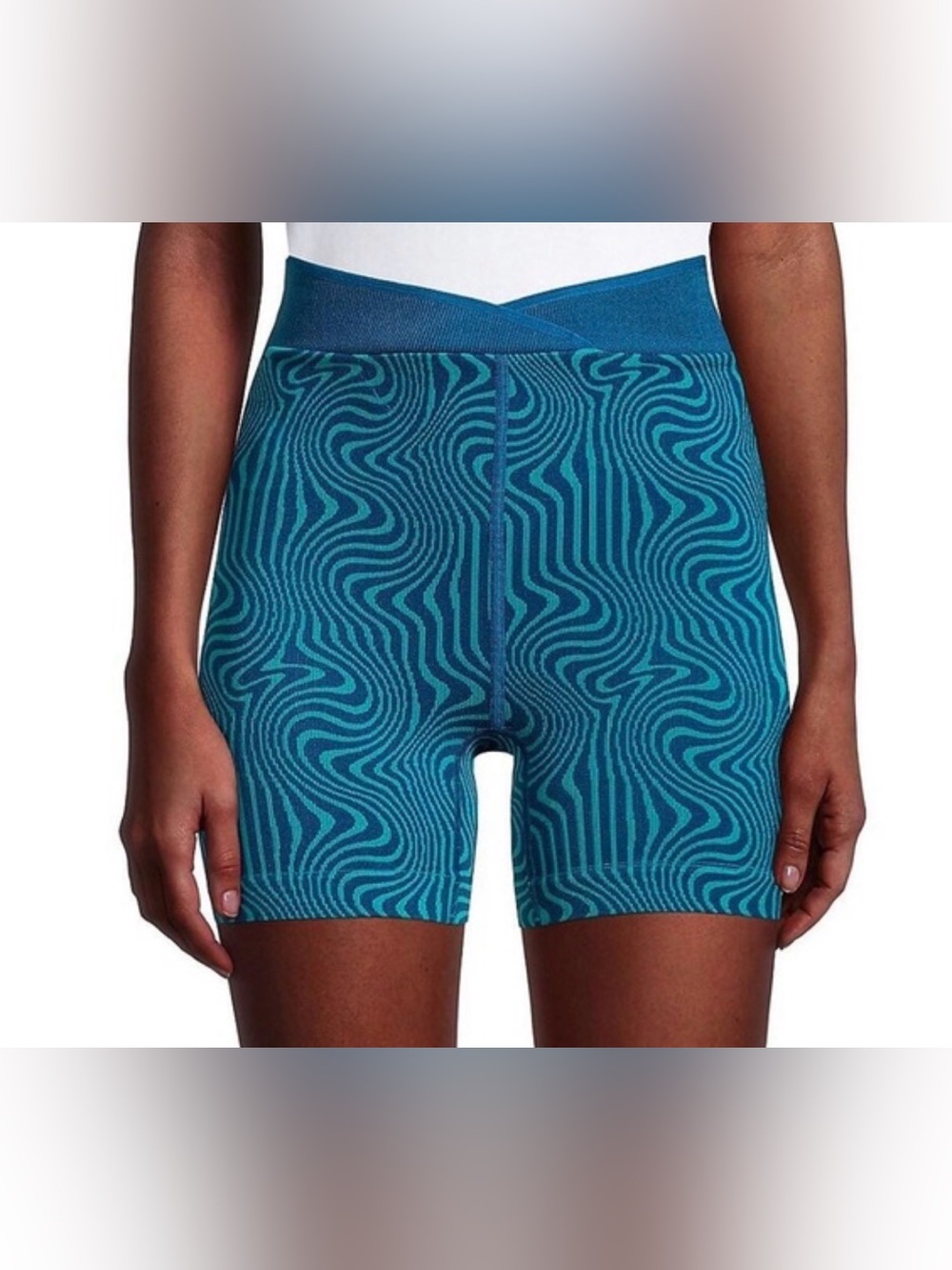 FP Movement by Free People Teal Swirl High-Waist Bike Shorts
